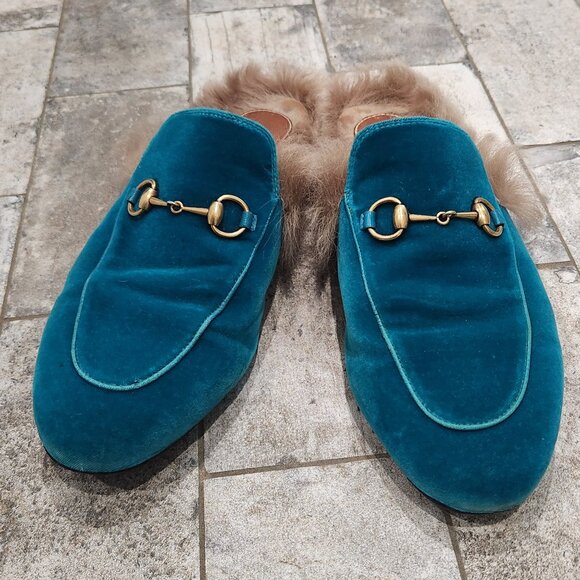 Gucci Turquoise Princetown Sandals or Flats, Authentic - Picture 3 of 9